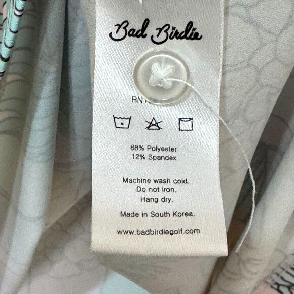 Bad Birdie Polo Shirt Mens XL Pastel Floral Golf Performance Stretch Made Korea - Picture 8 of 8